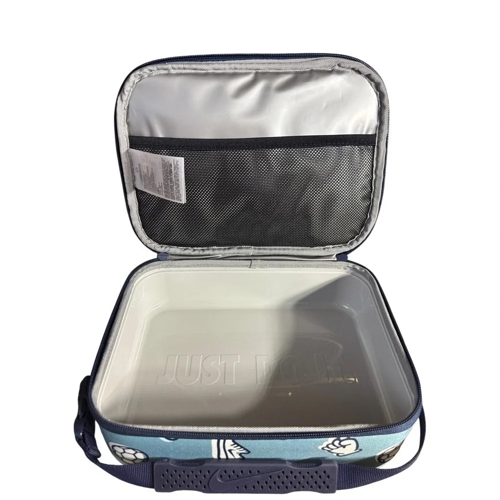 Nike Futura Fuel Pack Hard Shell Lunch Box Sports Icons Balls Swoosh Blue OS NEW